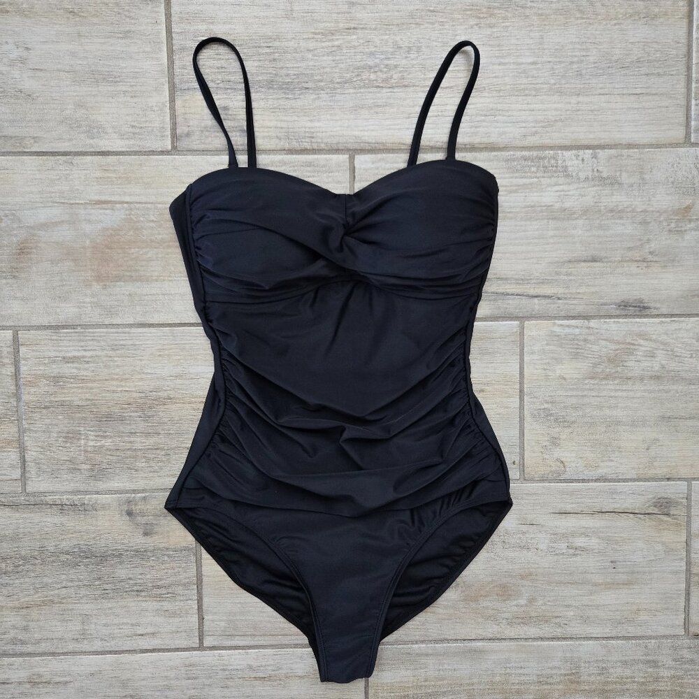 Relleciga One Piece Swimsuit Women's Ruched Body Resort Spaghetti Strap Beach M